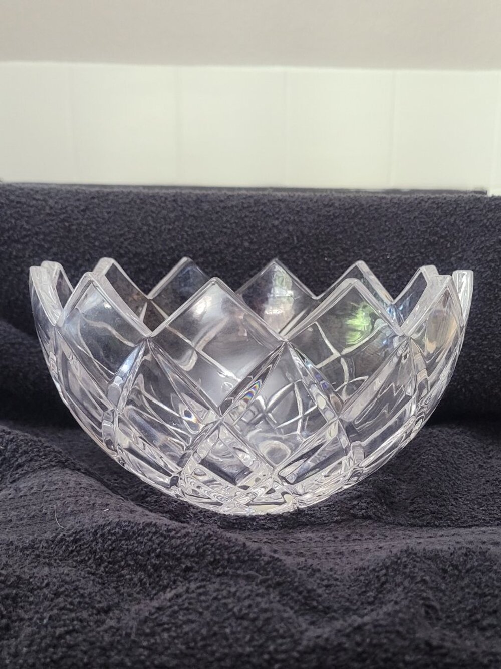 Mikasa Crescendo Crystal Bowl from Austria w/sawtooth edge & crisscross pattern